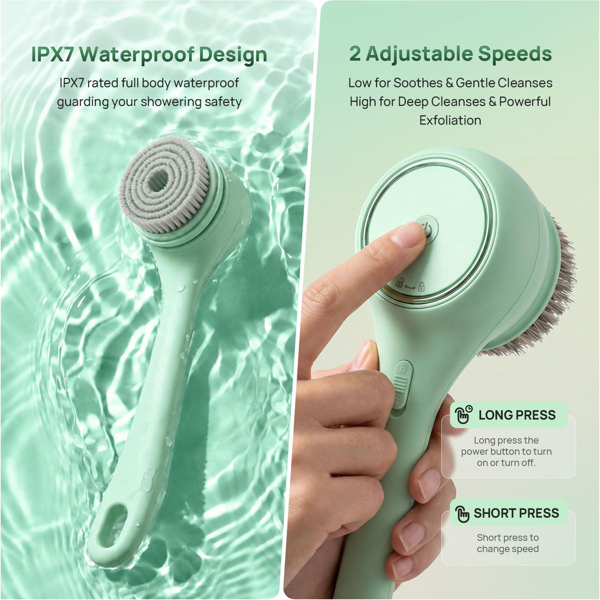 Electric Dry Brush 5 in 1 Waterproof Body Scrubber with - ROLLERSTONE Official Imagery - 6