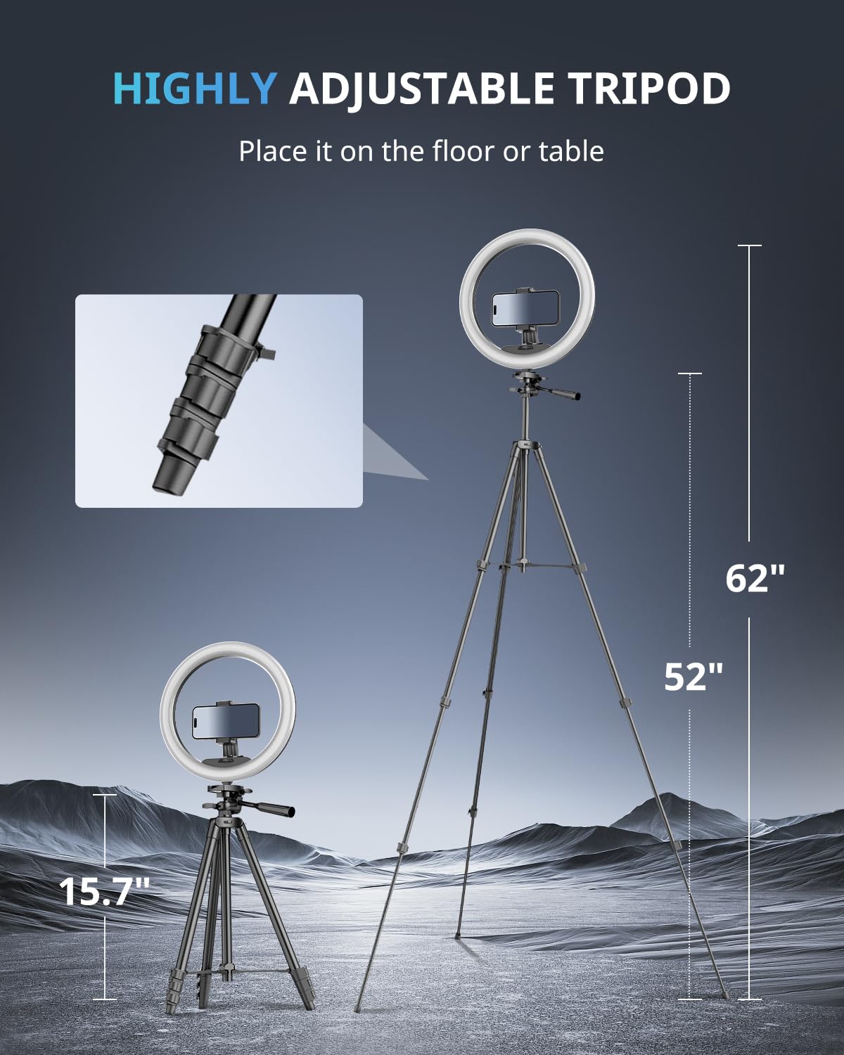 UBeesize 12 inch Ring Light with Stand, Selfie Ring Light with 50" Extendable Tripod Stand & Phone Holder for Live S