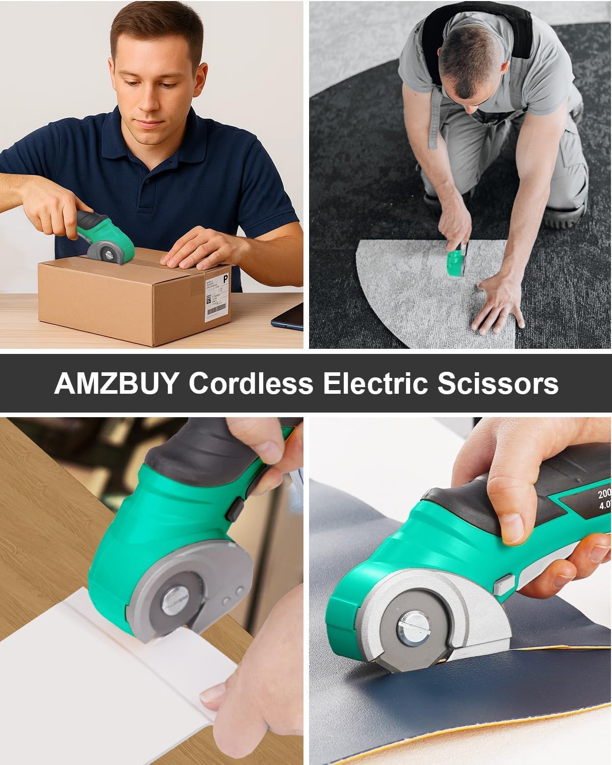 AMZBUY Christmas Stocking Stuffers for Men Adults Gifts Cordless Electric Scissors – back view and specifications