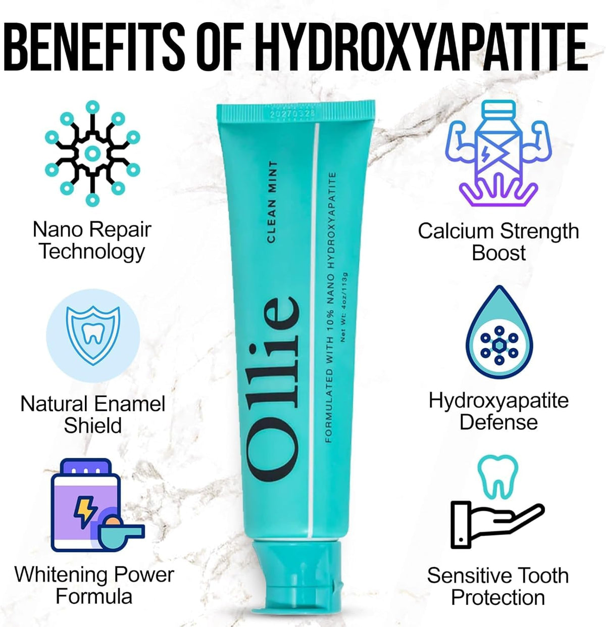 Ollie Fluoride Free 10 Nano Hydroxyapatite Toothpaste Clean - Ollie Official Imagery - 3