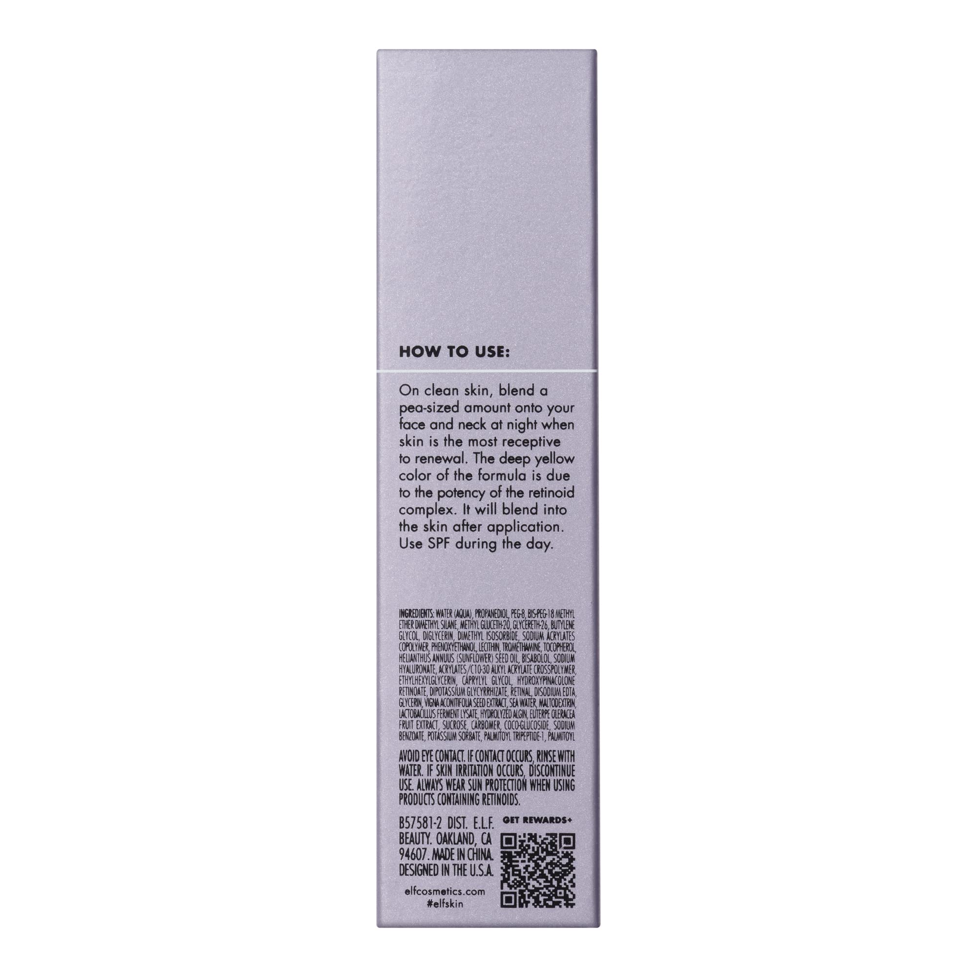 e.l.f. SKIN Youth Boosting Advanced Night Retinoid Serum in a sleek bottle, designed for skin renewal and anti-aging benefits.