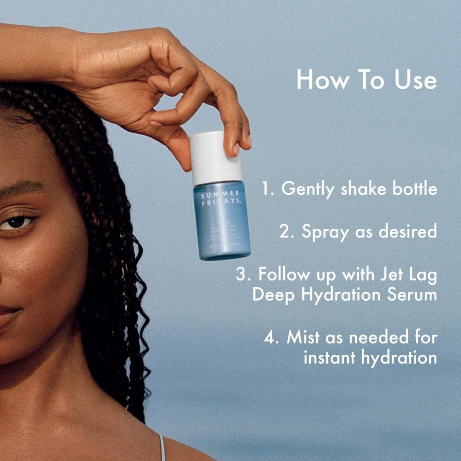 Summer Fridays Jet Lag™ mini skincare set with hydrating mask, eye patches, face serum, and hydration mist in travel-size kit