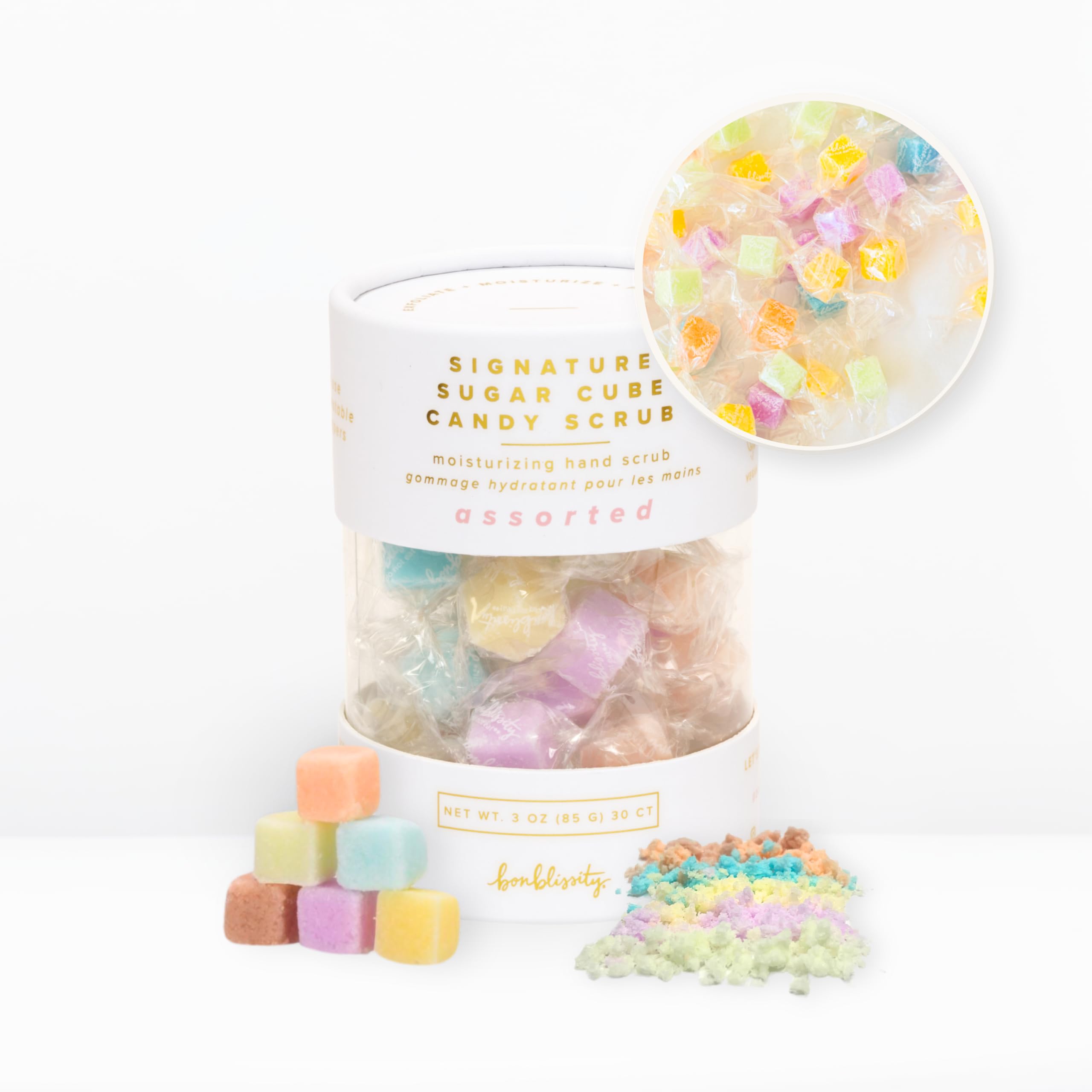 Bonblissity Sugar Cubes Candy Scrub, 30 pcs Assorted Scents, Spa Gift Set