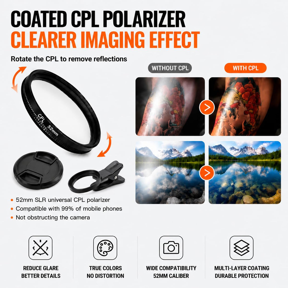 JZsmpmu 120 Led Tattoo Light Kit with 52mm Cpl,Tripod Light,Dual Clips,Tattoo Equipment and Supplies for Tiktok Taking T