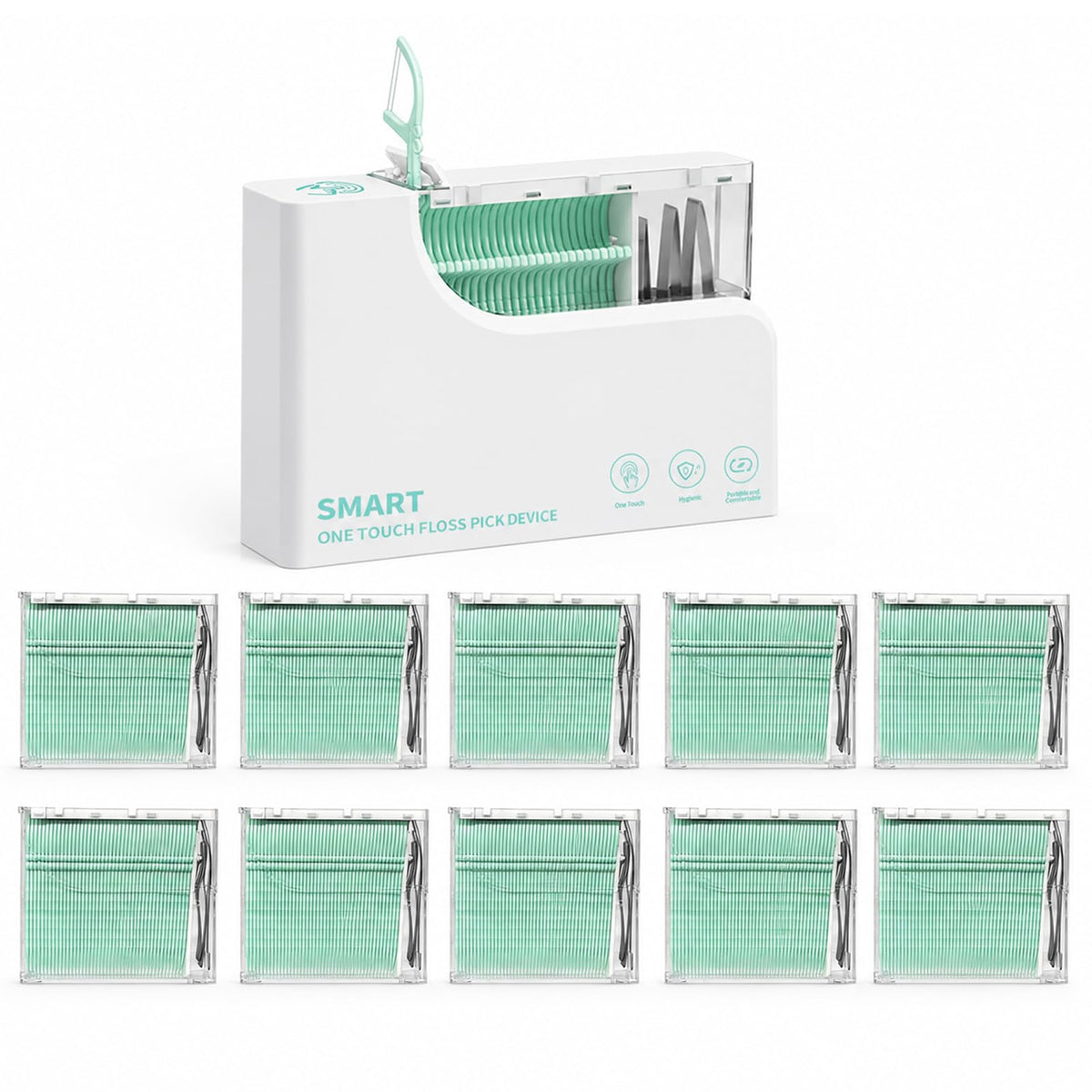 bajilife Smart Touchless Dental Floss Dispenser with 10 Cartridges Total 550 Count