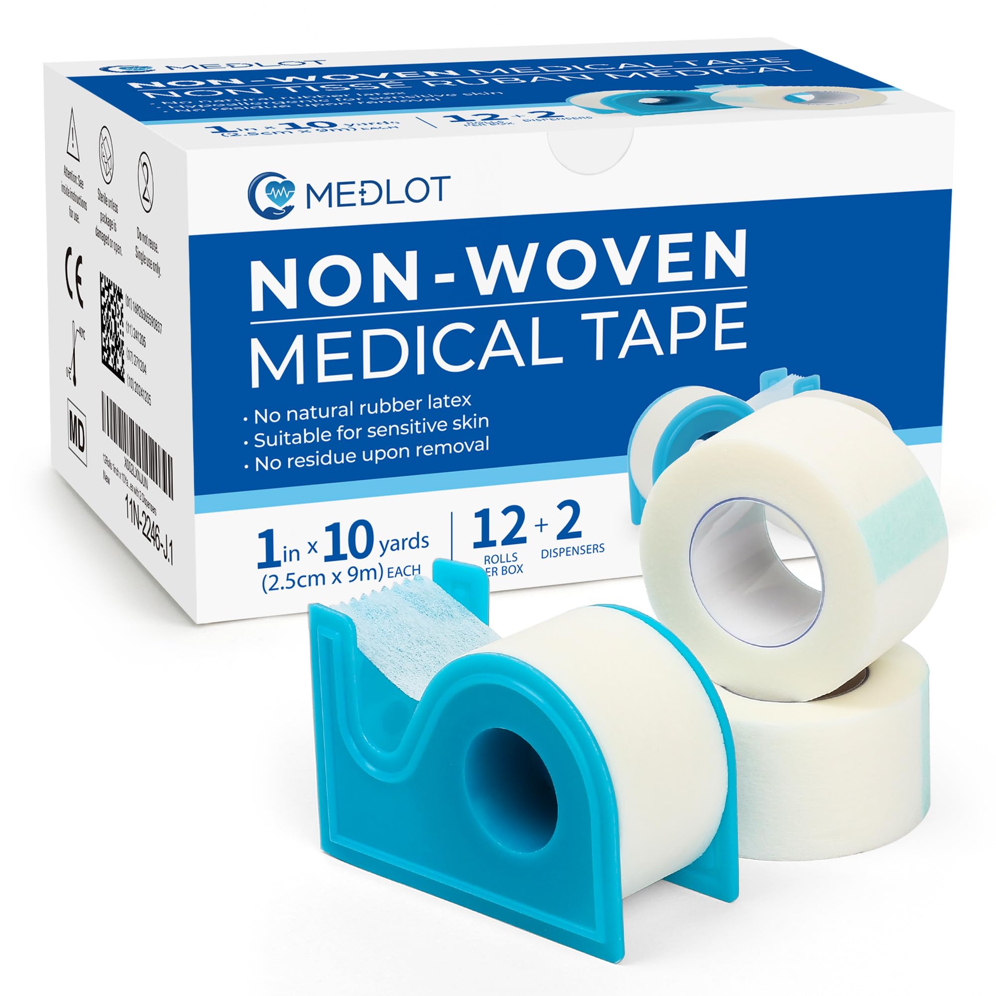 LotFancy Paper Medical Tape, 12 Rolls 1inch x 10Yards, Surgical - Product Imagery