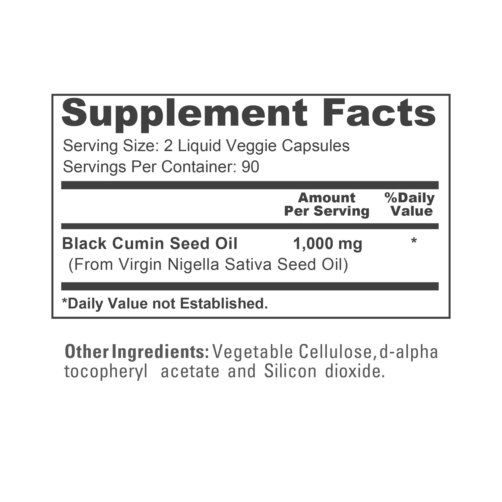 Black Cumin Seed Oil, 1000mg, 180 Liquid Veggie Capsules - 90 Servings