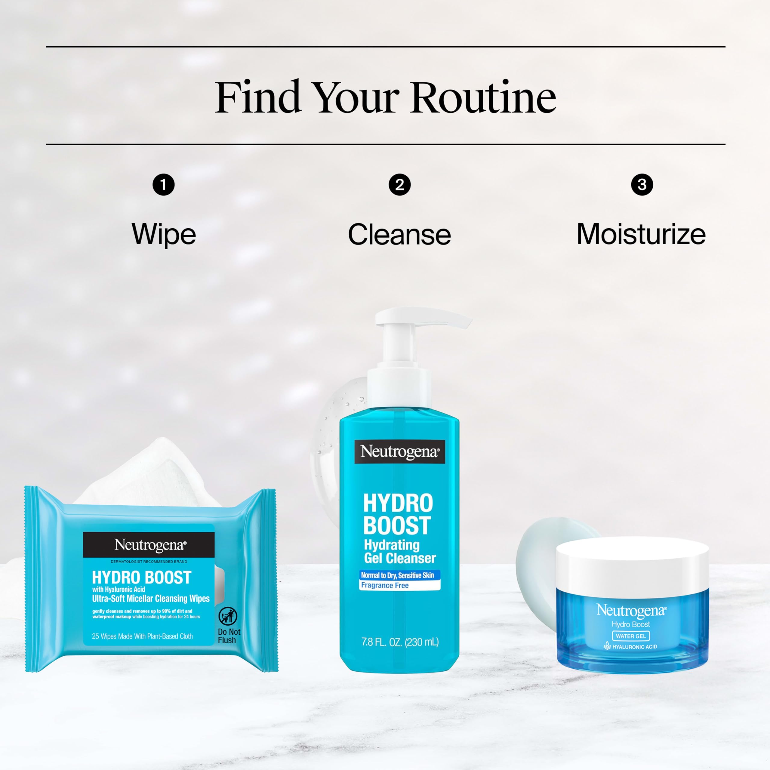 Neutrogena Hydro Boost Hydrating Gel Cleanser in a 7.8 fl oz bottle, fragrance-free skin cleaning agent for gentle cleansing.