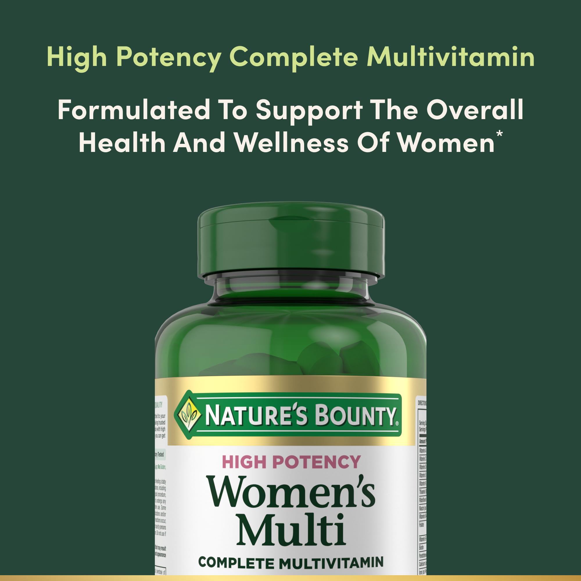 Nature's Bounty Women's Complete Multivitamin bottle with 120 caplets, dietary supplement for daily wellness.