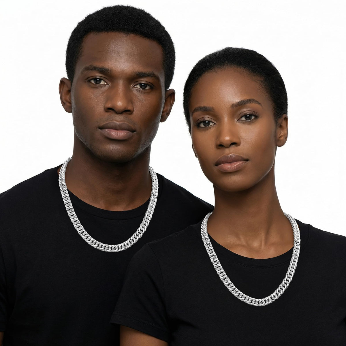 FTPWP S925 Sterling Silver Chain Necklace for Men - 12mm Cuban Link Chain – full view, size 18"