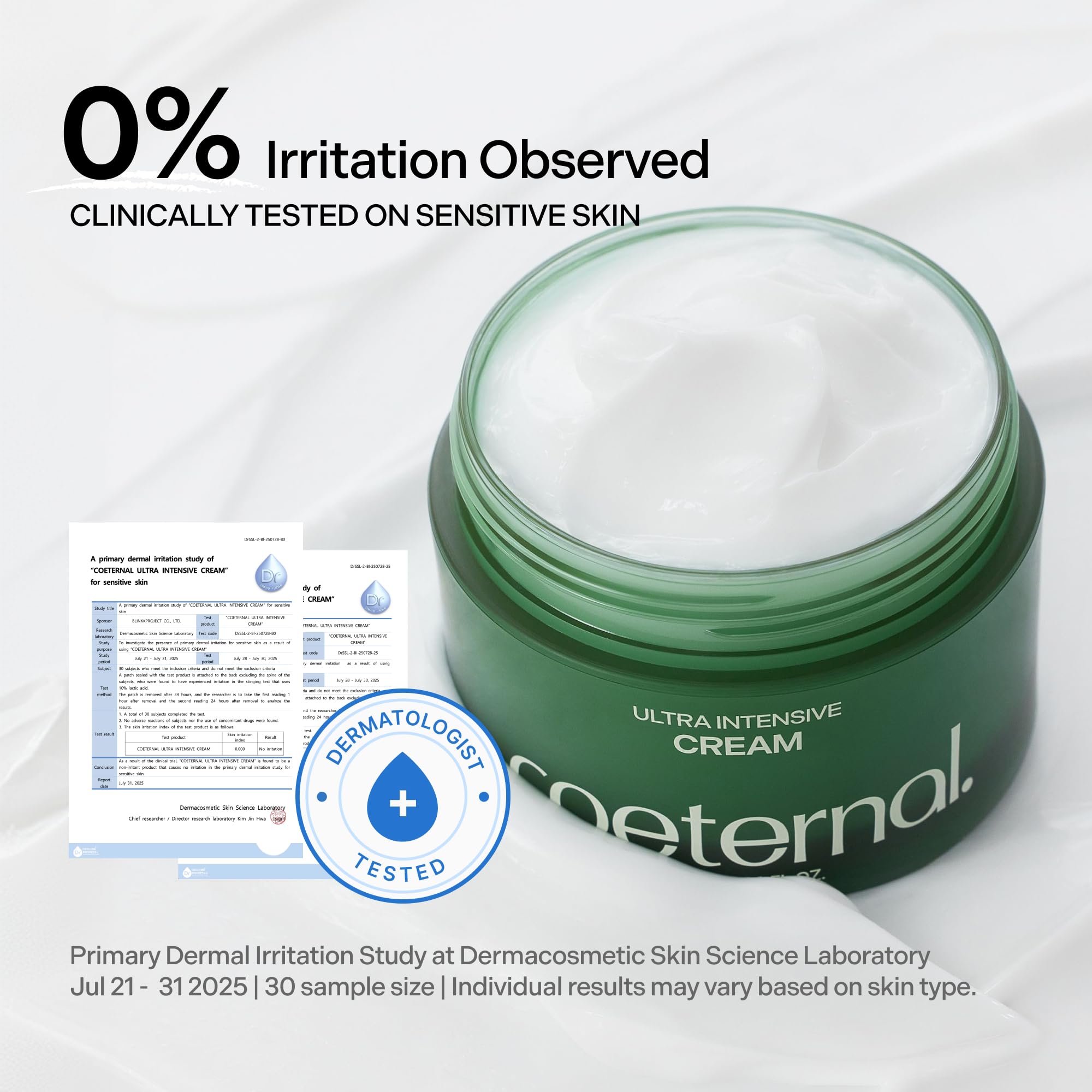 Coeternal Ultra Intensive Cream hydrating Korean face moisturizer with Niacinamide, Arginine, and algae extracts in 50ml jar.