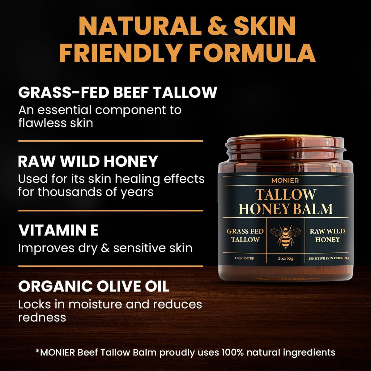 MONIER Beef Tallow and Honey Balm for Skin and Face – Moisturizer – close-up detail