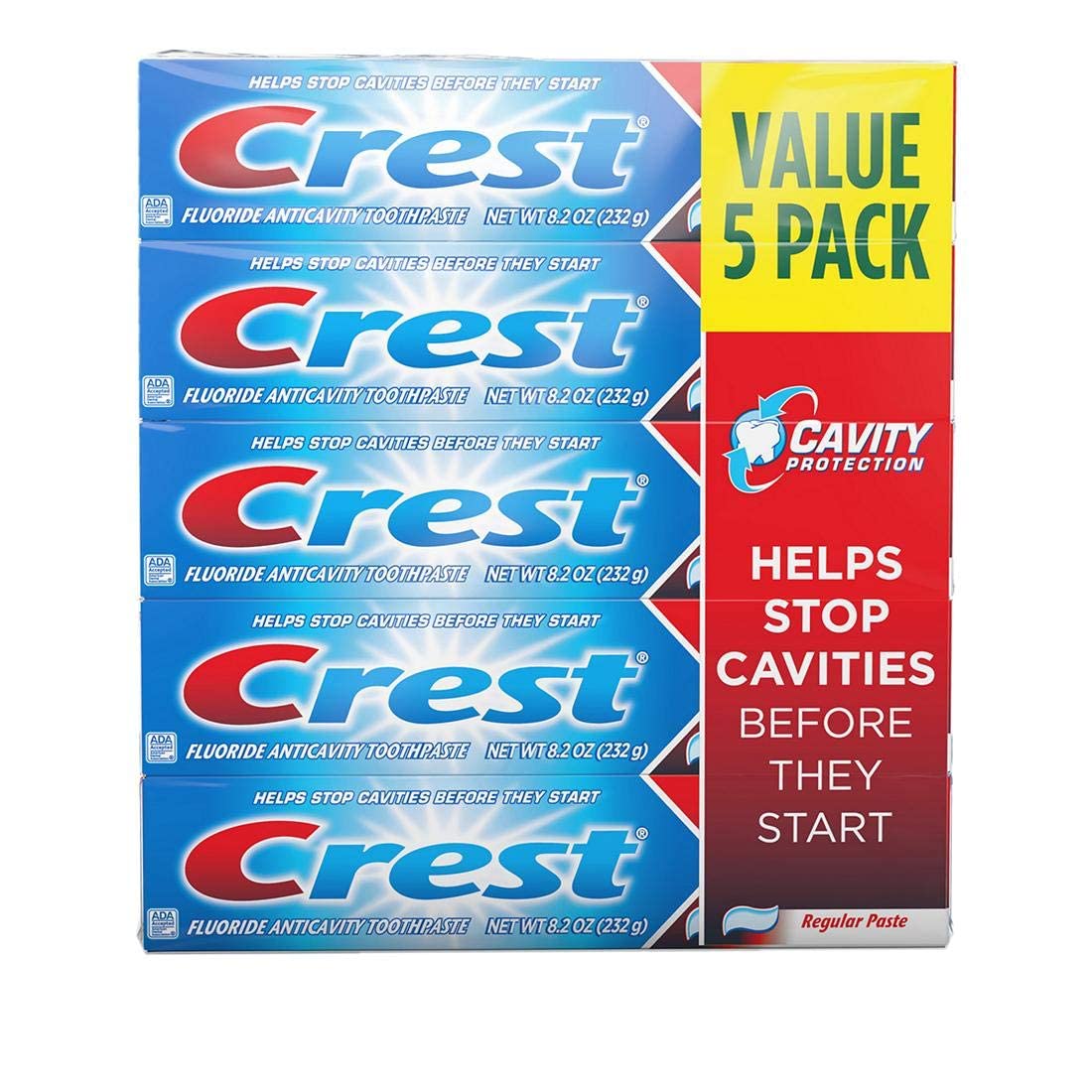 Crest Toothpaste 8.2 Ounce Cavity Protect 5-Pack - Product Imagery