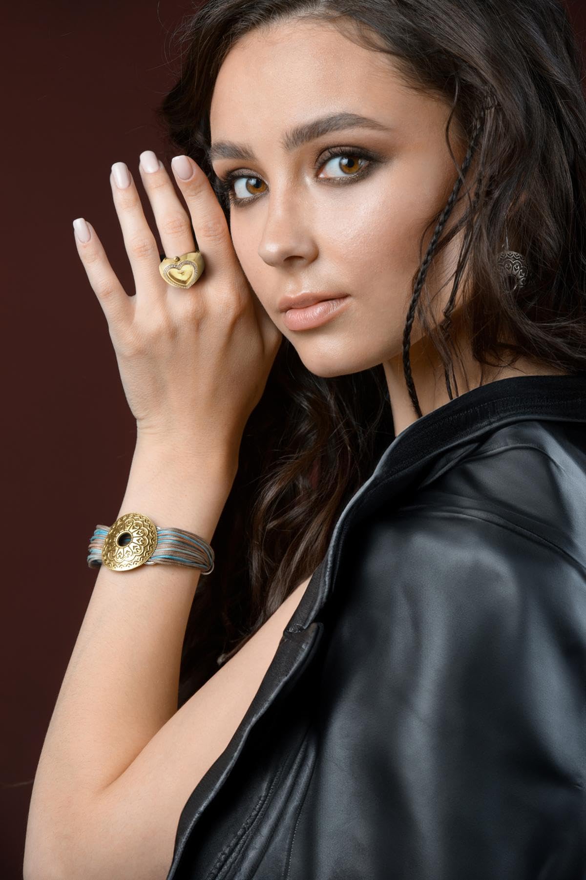 Jessica Simpson Women's Ring Watch, Fashion Jewelry Accessory – close-up detail in Gold