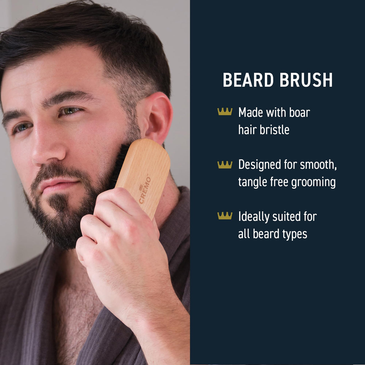 Cremo Beard Kit for Men - Wash, Conditioner, Beard Oil, Brush & Shear Set – back view and specifications