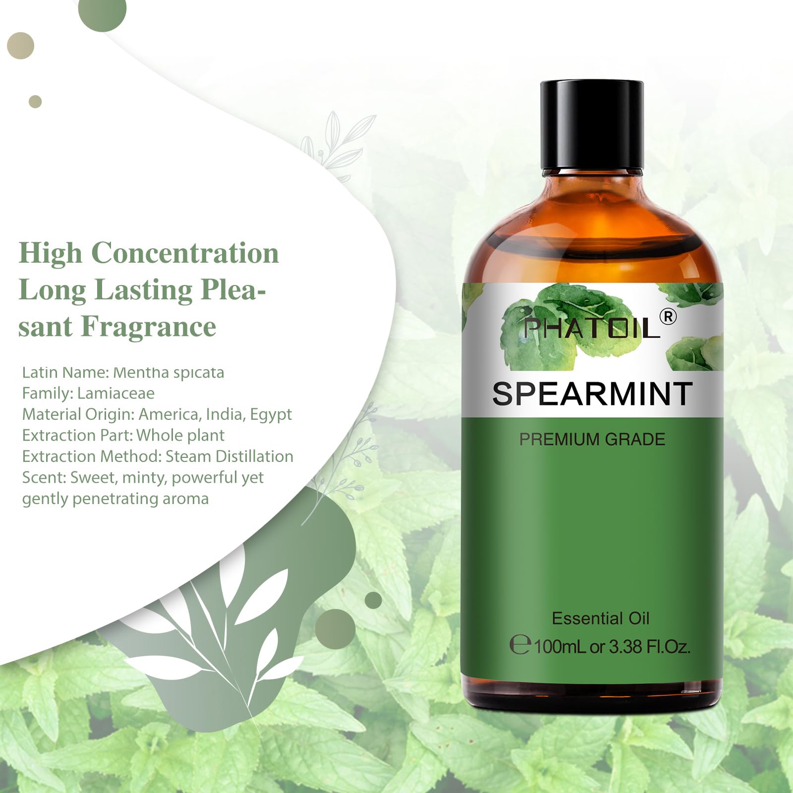 Spearmint Essential Oil for Diffuser Aromatherapy, Soap Making 3.38fl.oz