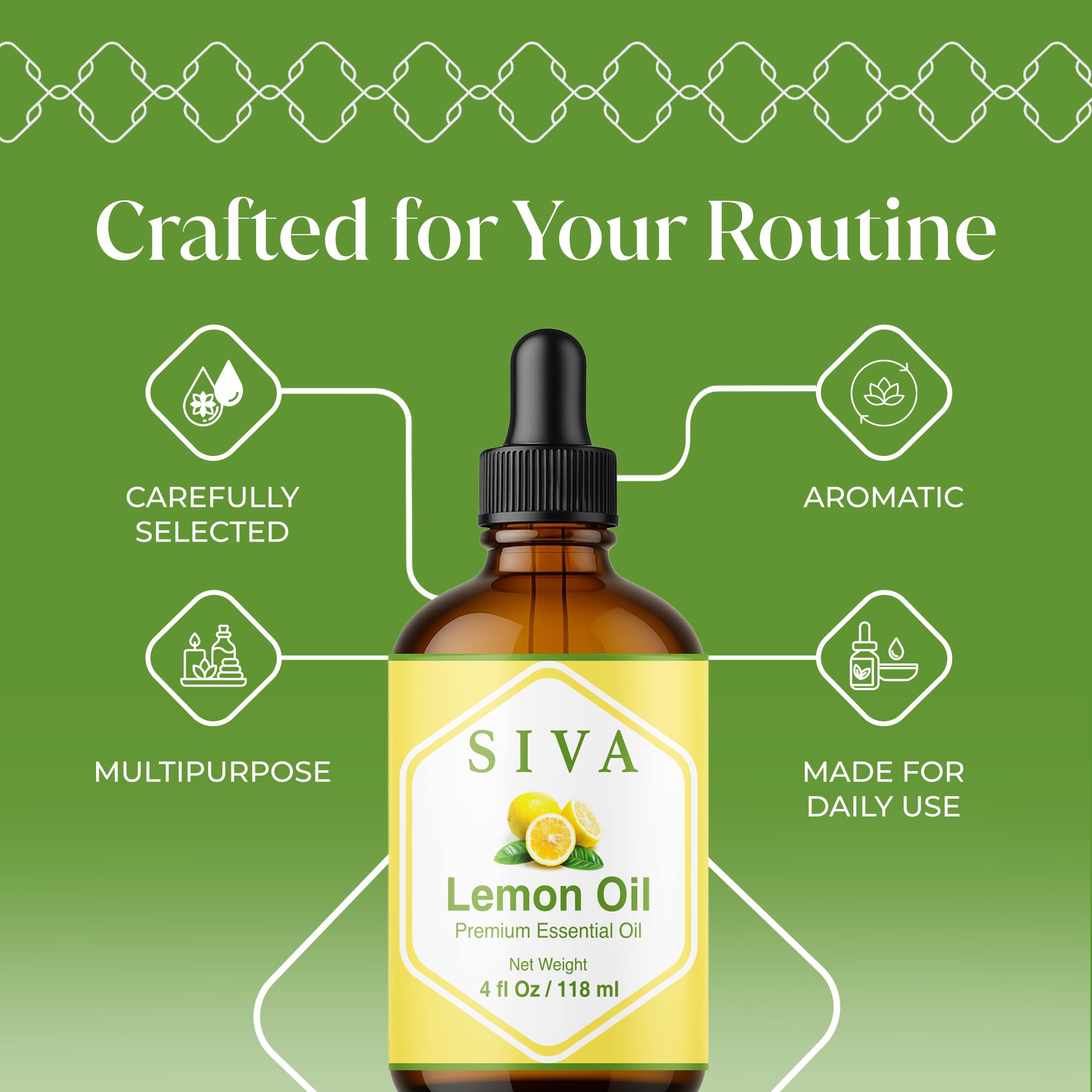 SIVA Organics Lemon Essential Oil 4oz | Glass Bottle
