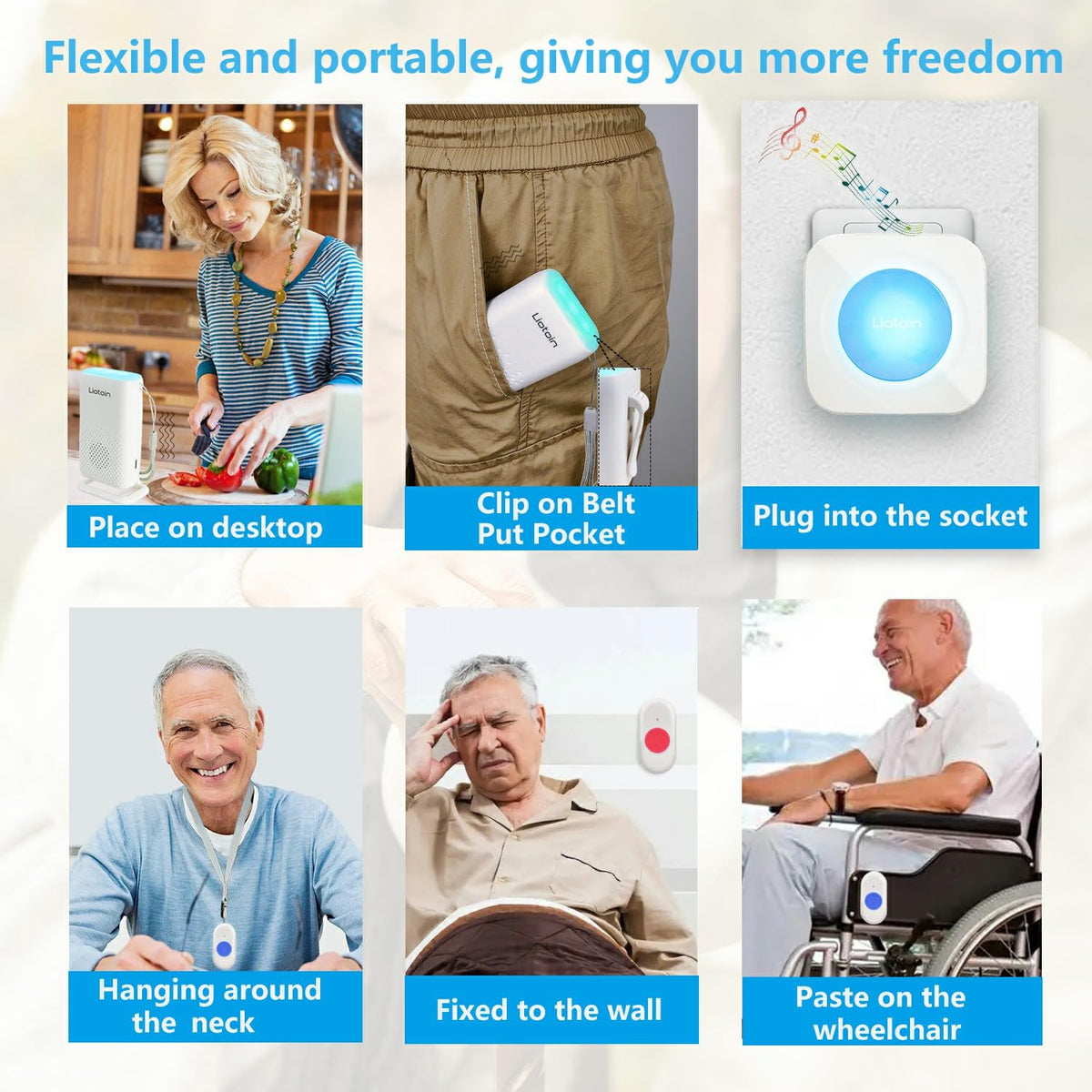 Wireless Caregiver Pager Call Button Alert Button Call Bell - liotoin Official Imagery - 5