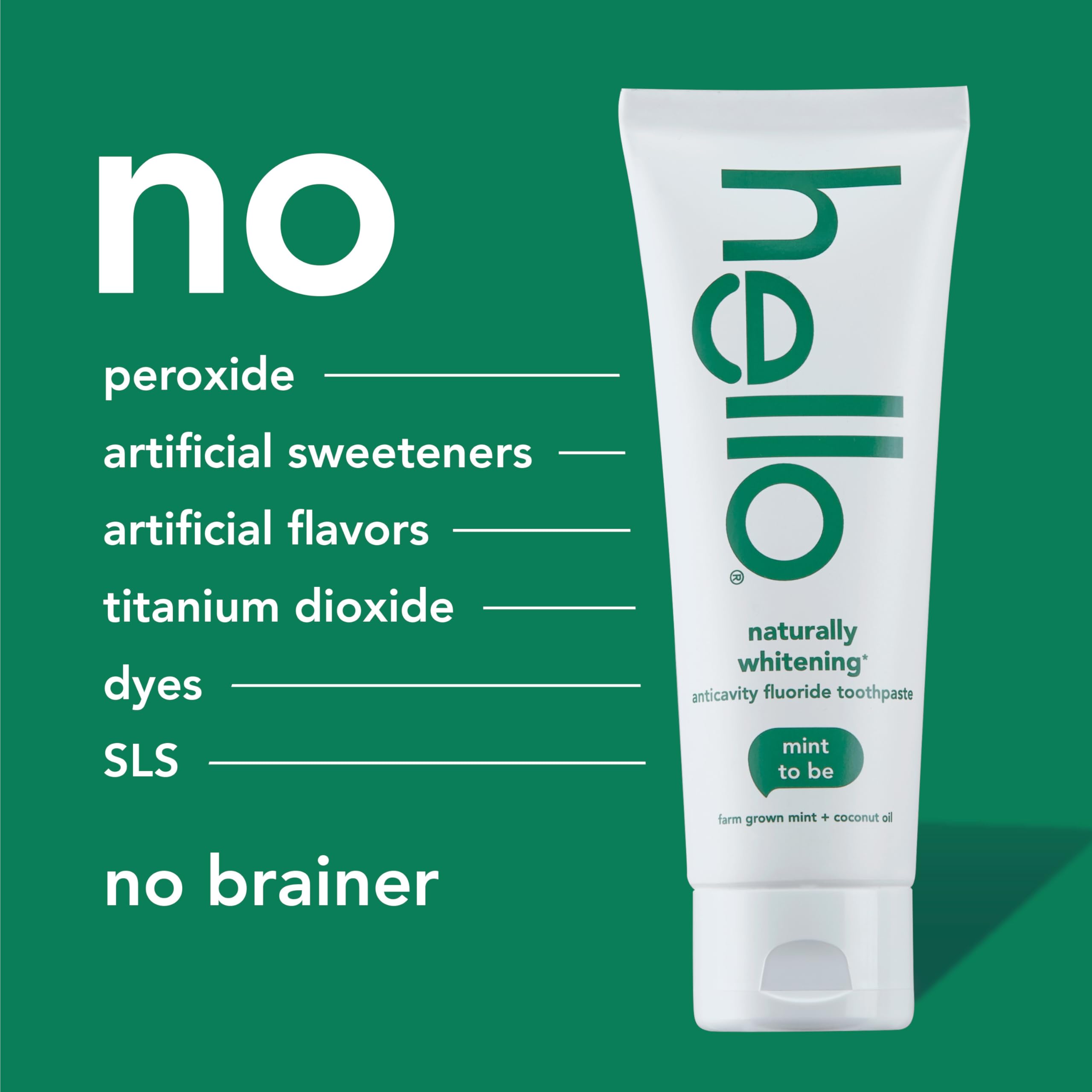 Hello Naturally Whitening Anticavity Fluoride Toothpaste, 5 Oz Tube, Natural Whitening Toothpaste with Coconut Oil, Whitens Naturally and Helps Remove Surface Stains, SLS Free, Vegan, Mint, 3 Pack