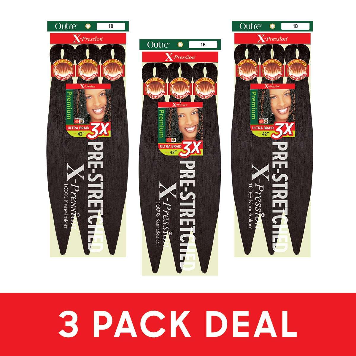 Outre X-Pression Braid Pre Stretched Braid 42" 3X (3 Pack, 2T1B/27) – close-up detail in 2T1B/27