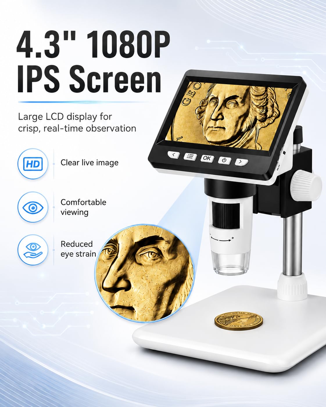 1000X Digital Coin Microscope 4 3 LCD Coin Magnifier with - AOPICK Official Imagery - 3