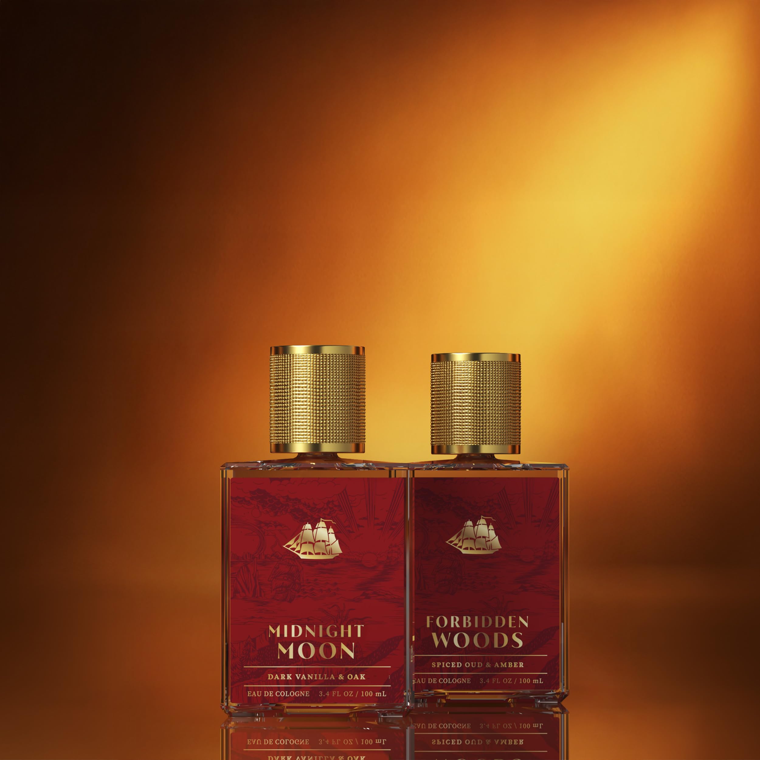 Old Spice Midnight Moon cologne for men in a 3.4 fl oz bottle, with sleek packaging and dark blue design.
