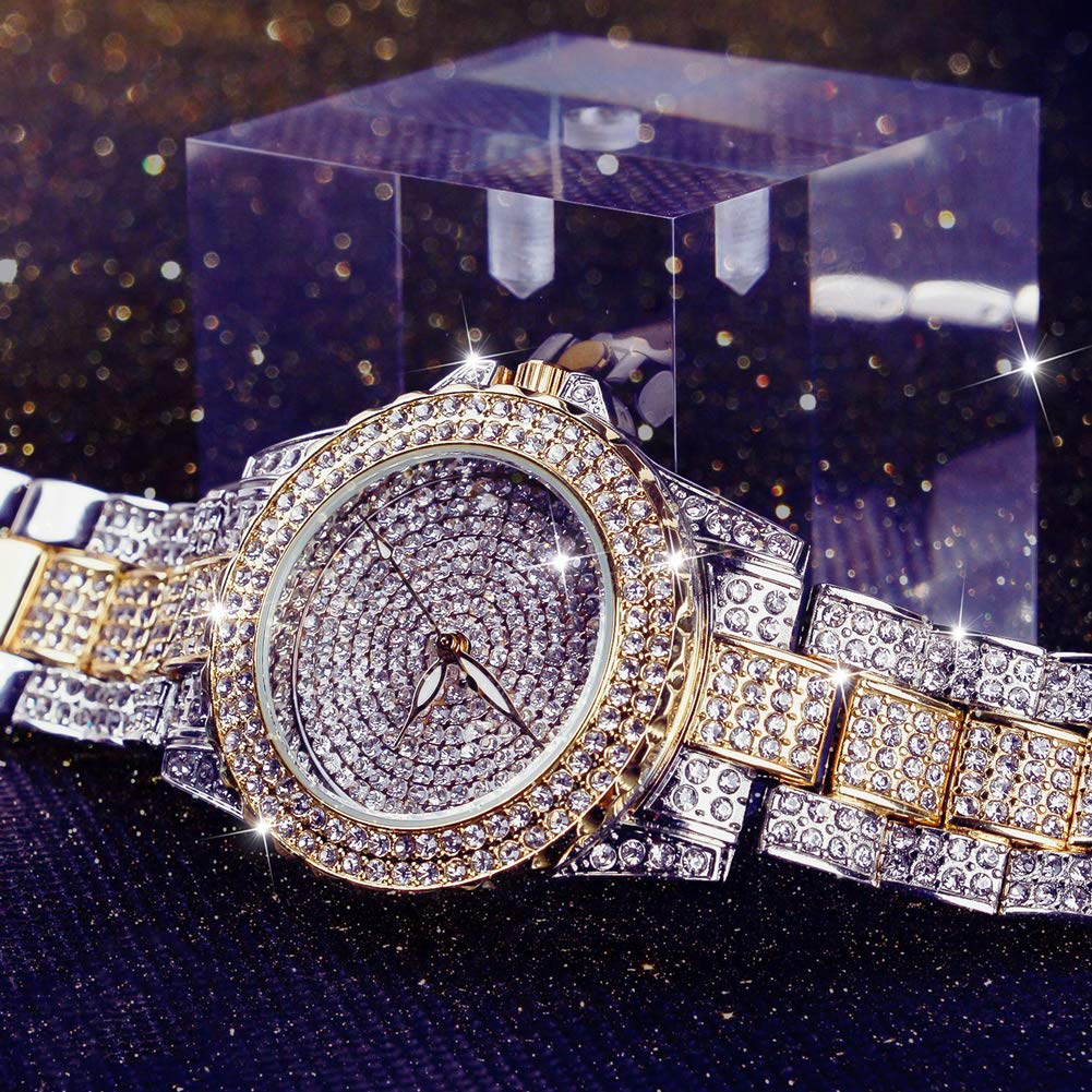 Smalody Round Luxury Women Watch Crystal Rhinestone Diamond Watches Stainless Steel Wristwatch Iced Out Watch with Japan