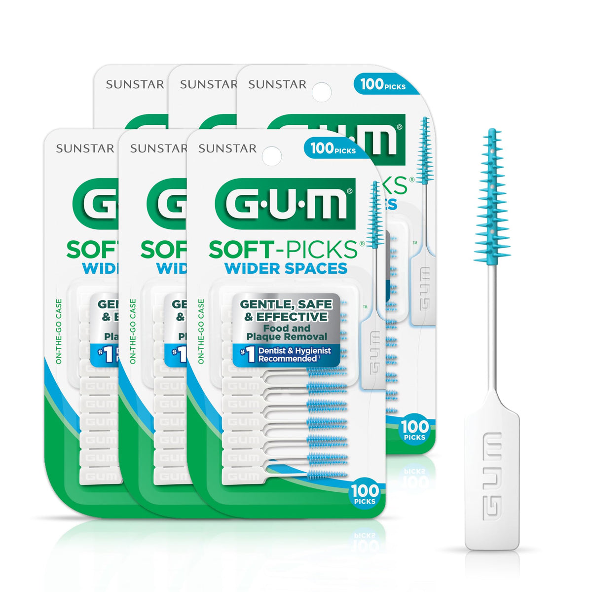 GUM Soft-Picks Wider Spaces Interdental Picks, 100 Count (6 Pack) – product photo (Floss Picks)