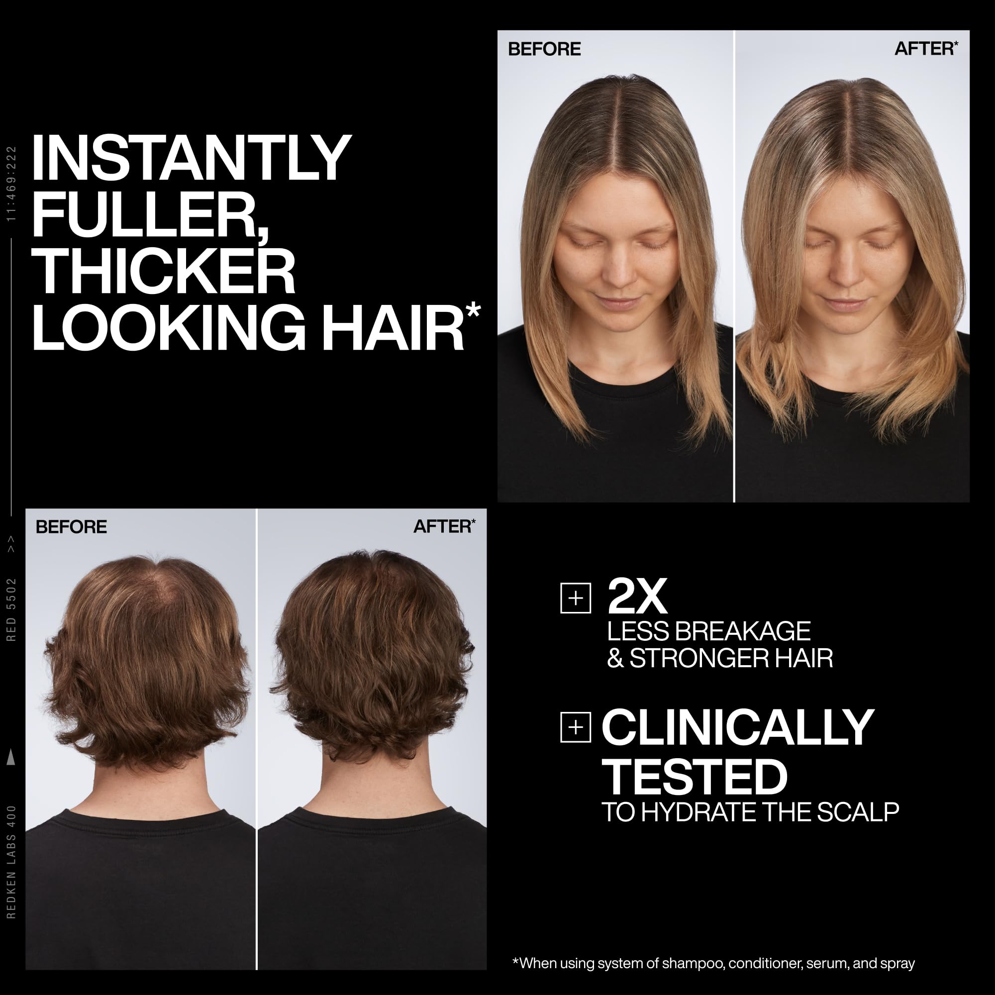 Redken Acidic Grow Full Densifying Shampoo bottle, moisturizing scalp shampoo in a 10.1 fl oz size.