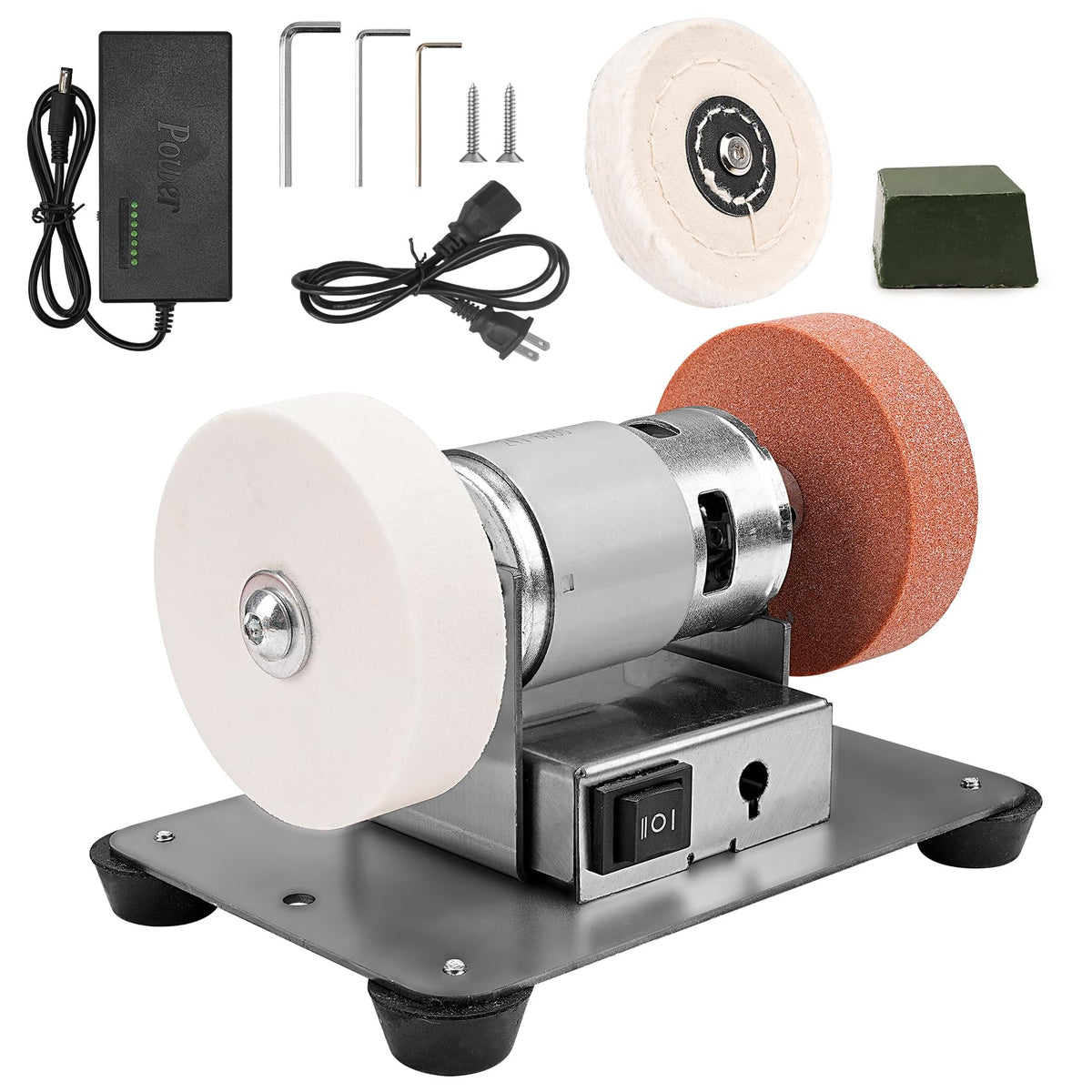 NuoDunco Mini Bench Grinder 3 Wheels, Benchtop Polisher Buffer for Jewelry – product photo (Bench Grinders)