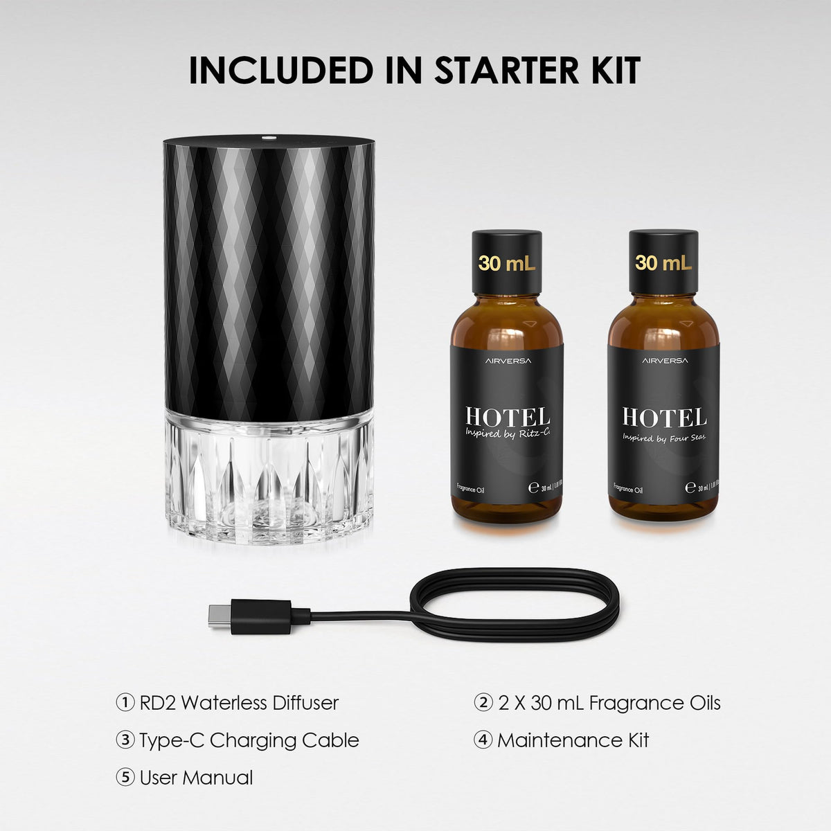 Airversa RD2 Waterless Essential Oil Diffuser Starter Kit - Airversa Official Imagery - 8