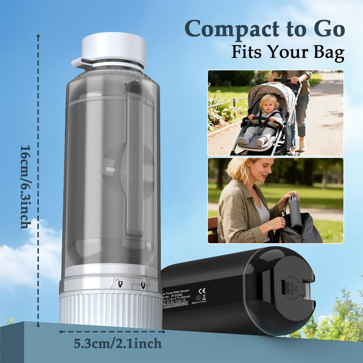 Portable Bidet for Travel Rechargeable Waterproof Sprayer - jutimer Official Imagery - 3