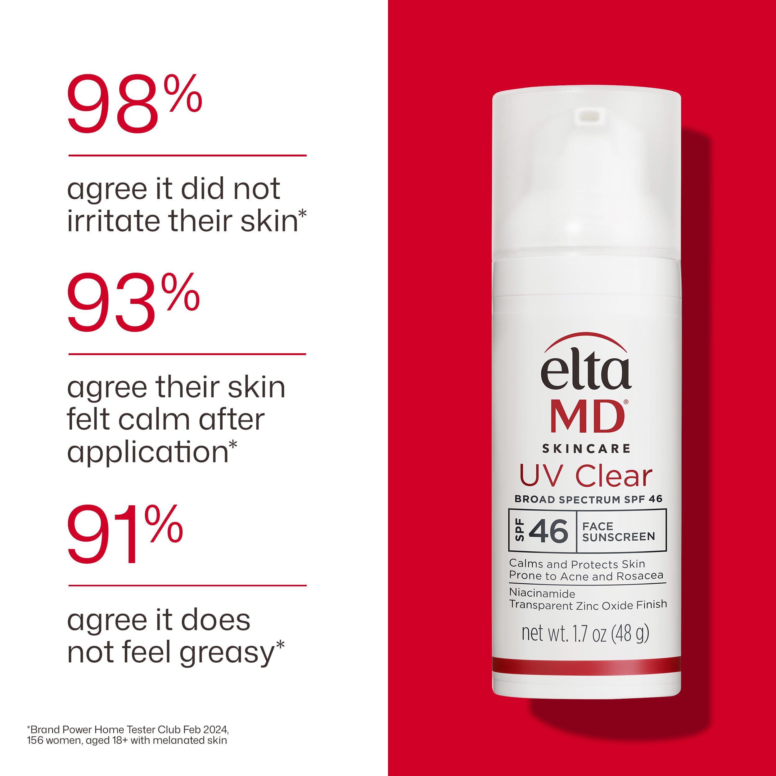 EltaMD UV Clear SPF 46 face sunscreen tube, 1.7 oz, featuring clear packaging and applicator for daily skin protection.