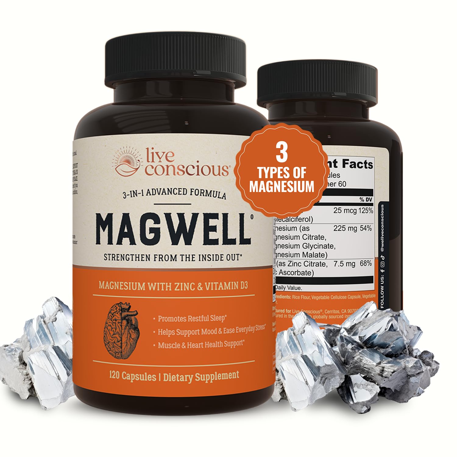 Live Conscious Magwell Magnesium Zinc & Vitamin D3 - Magnesium - Product Imagery