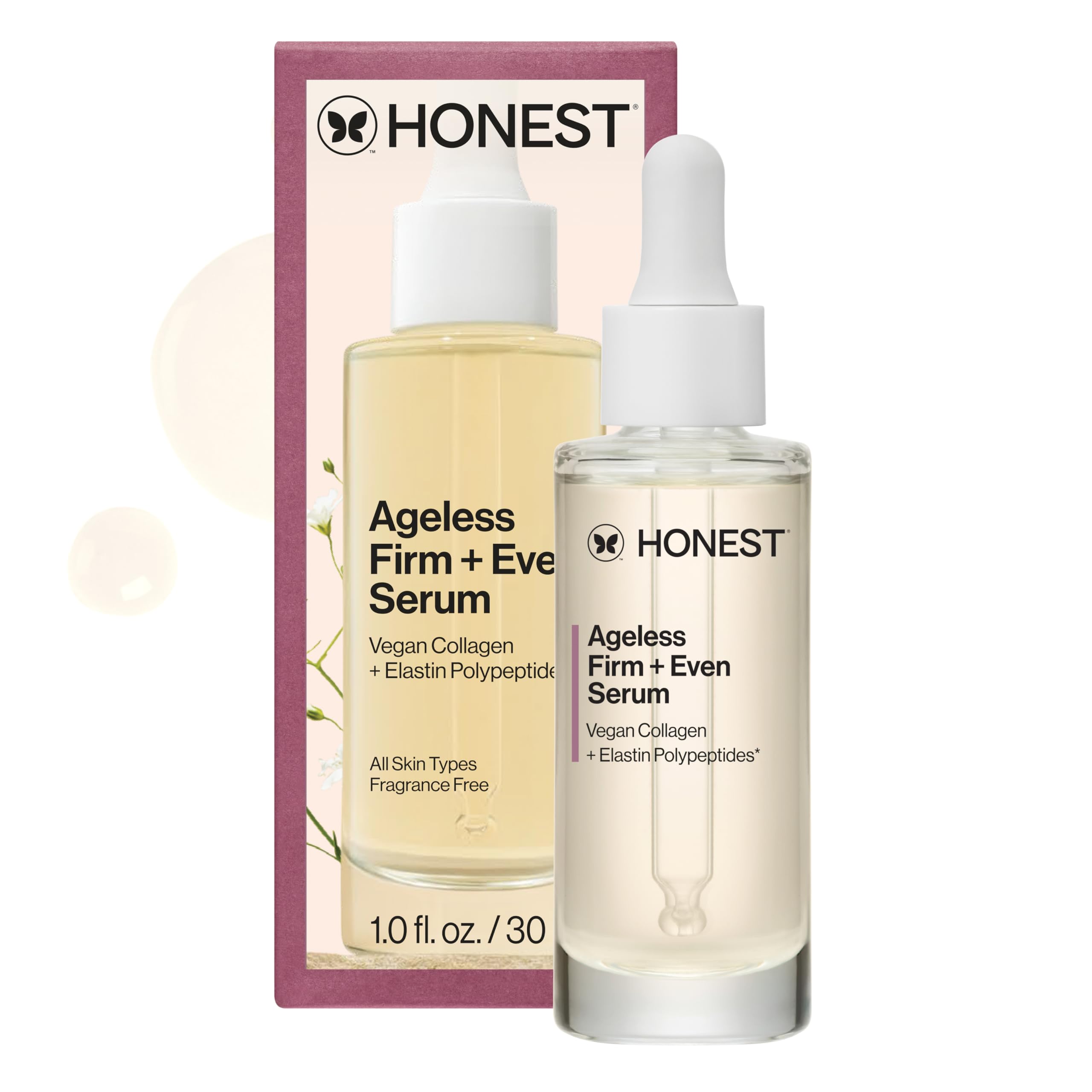 Honest Beauty Ageless Firm Even Serum Vegan Collagen 1 fl oz