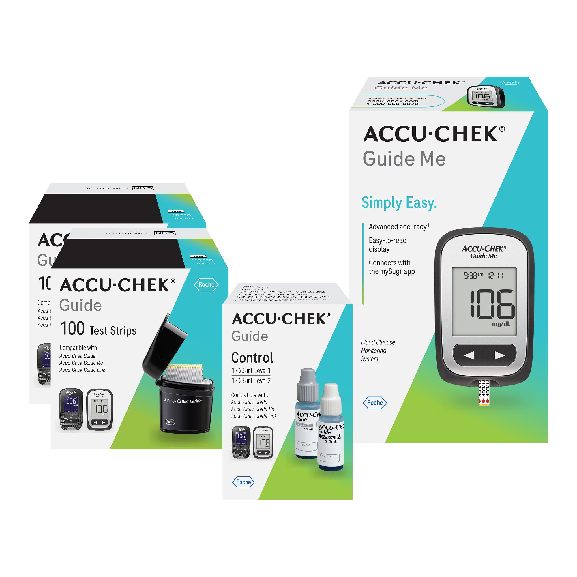 Accu-Chek Guide Me Glucose Monitor Kit for Diabetic Blood Sugar - Product Imagery