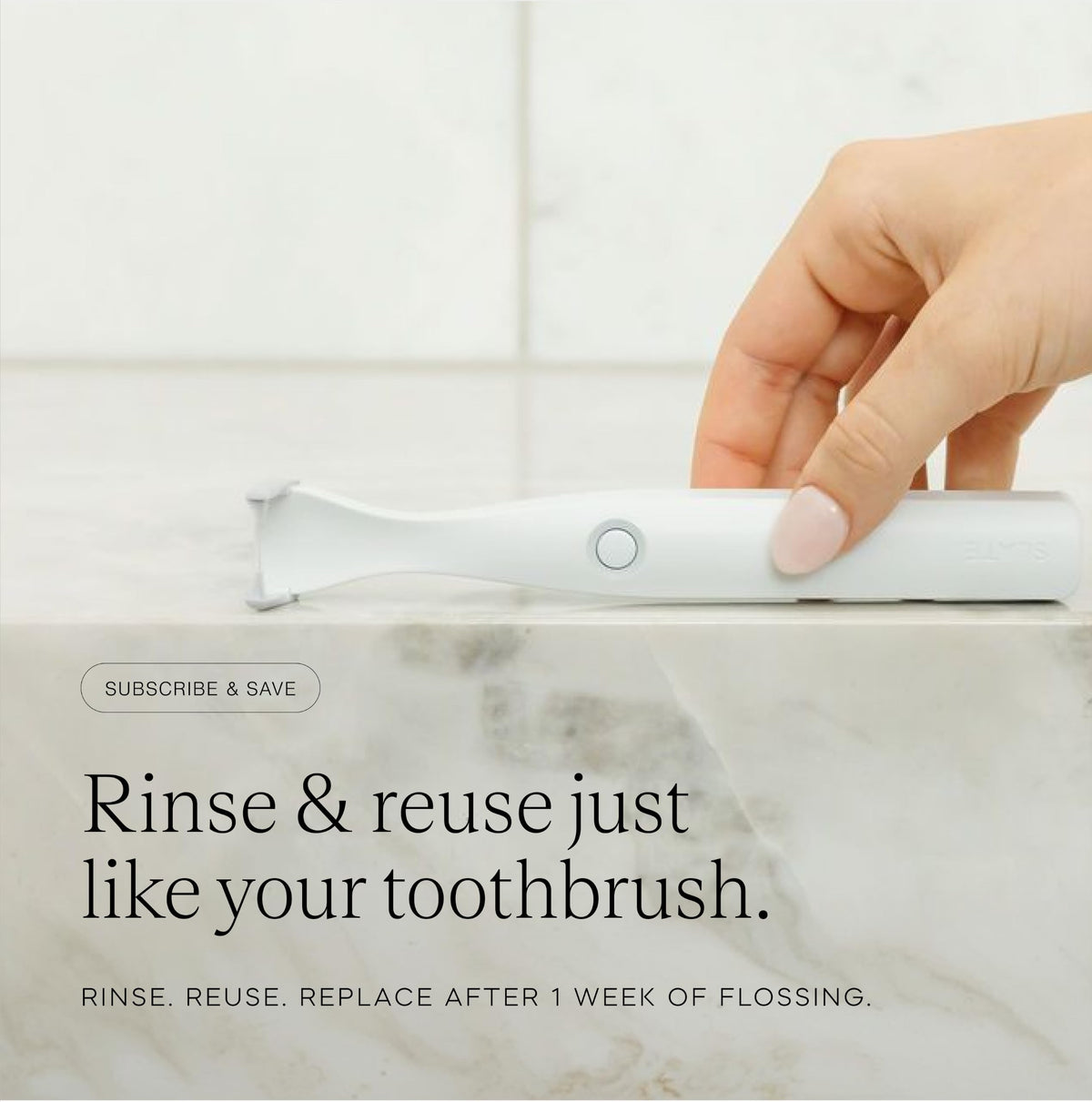 Slate Origin 3-in-1 Battery-Powered Electric Flosser, Dentist Invented – full view