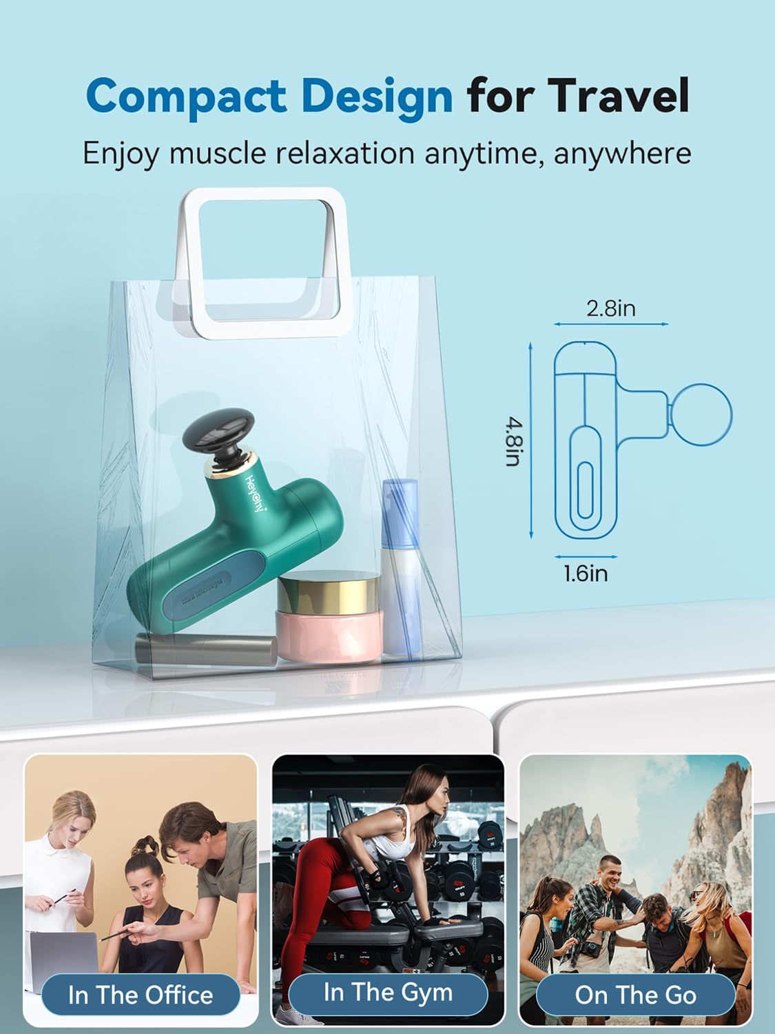 HEYCHY Super Mini Massage Gun, Percussion Deep Tissues Muscle Massager, Compact Sports Travel Massage Gun, Portable Hand