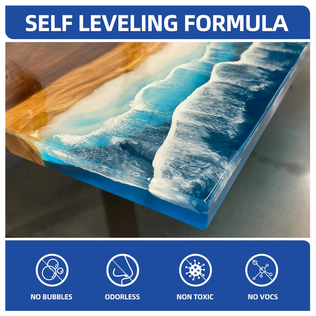 Honleek 2 Gallon Crystal Clear Epoxy Resin Kit - Not-Yellowing No-Bubble, Self Leveling Easy Pour - 1:1 Ratio High Gloss