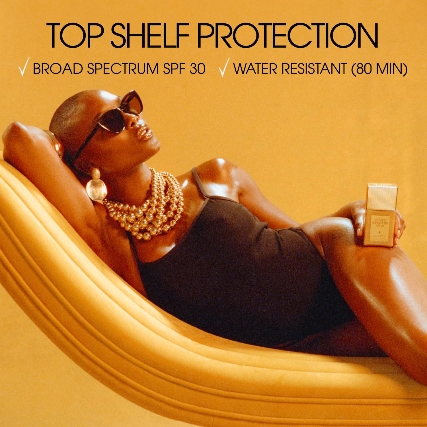 Vacation Shimmer Oil SPF 30 body sunscreen oil in a 2.9 fl oz bottle, with shimmering finish and sun protection for skin.