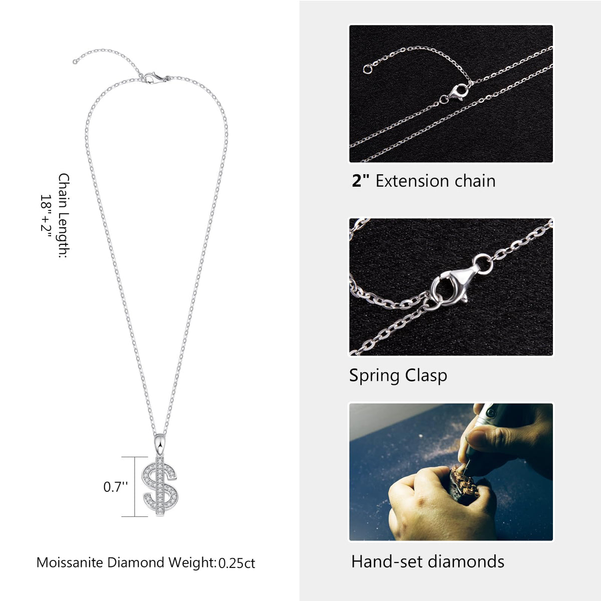 Geyunxu Moissanite Dollar Pendant Necklace,D Color VVS1 18k Gold Plated 925 Sterling Silver Necklace Moissanite Pendant 
