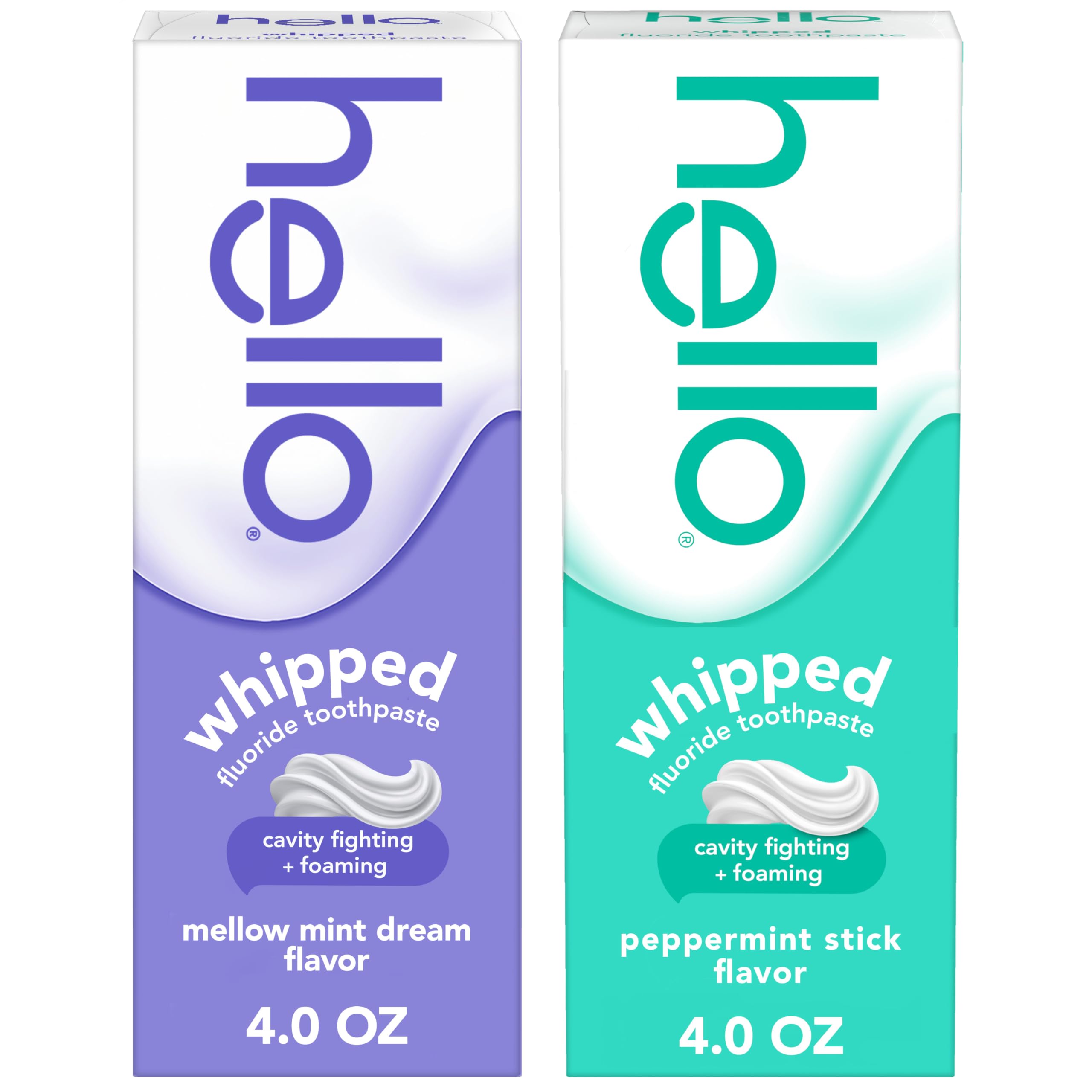 Hello Whipped Mellow Mint Dream and Peppermint Stick Toothpaste - Product Imagery