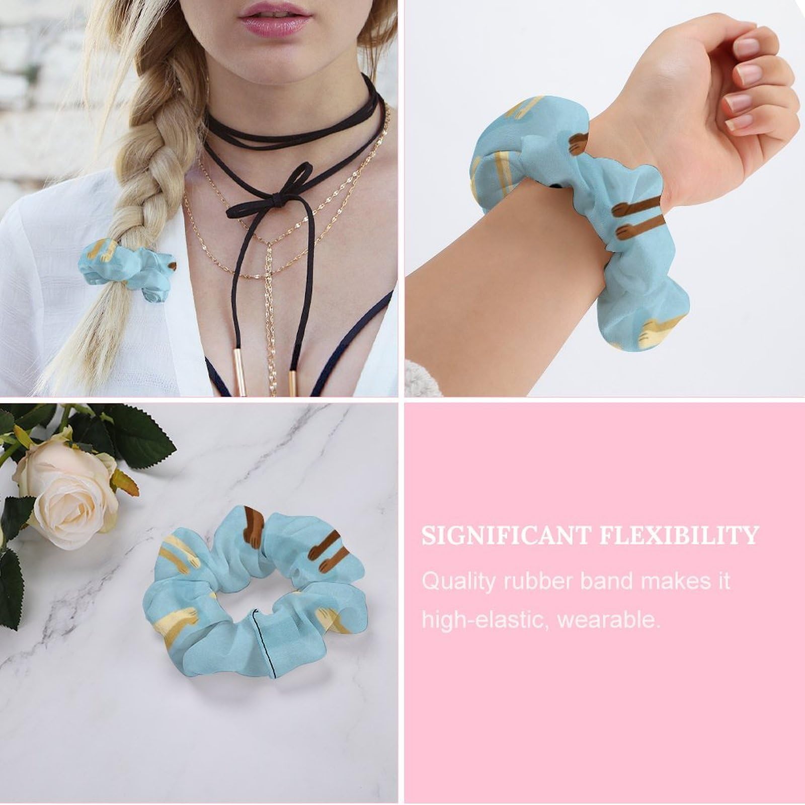 WUXEKZO women's coil ruffle hair tie with strong elasticity, suitable for prom and casual wear, featuring a stylish ruffle design.