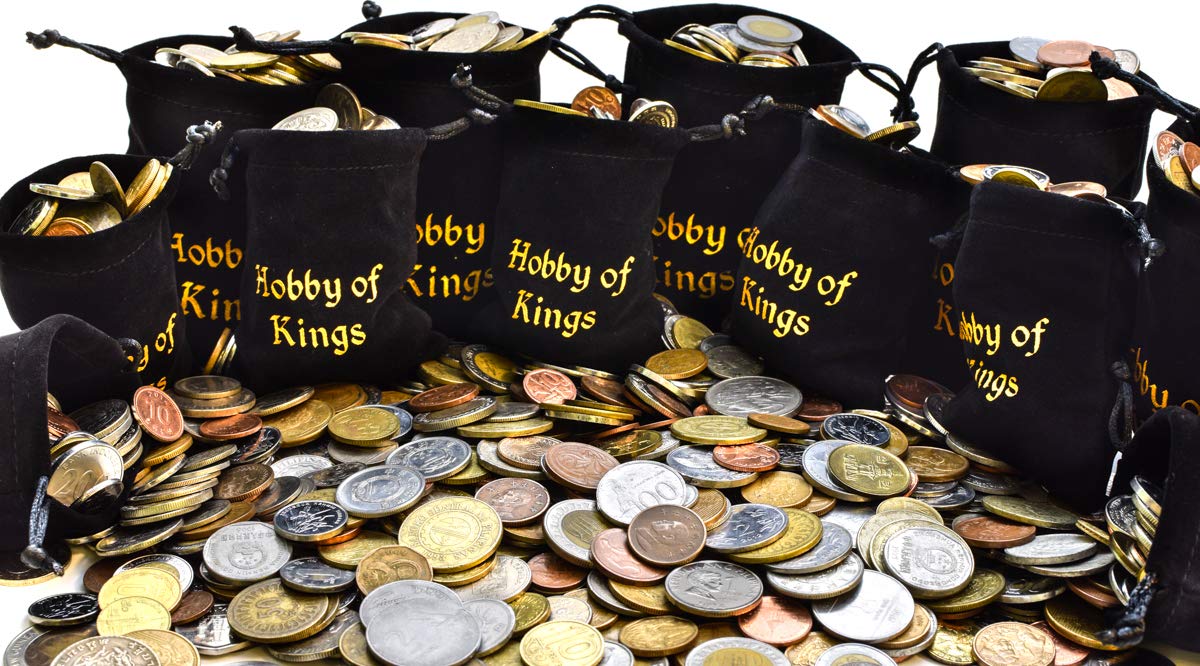 HOBBY OF KINGS 20 Different Coins from Unique Countries Around The World Including A Coin Bag Small Purse!