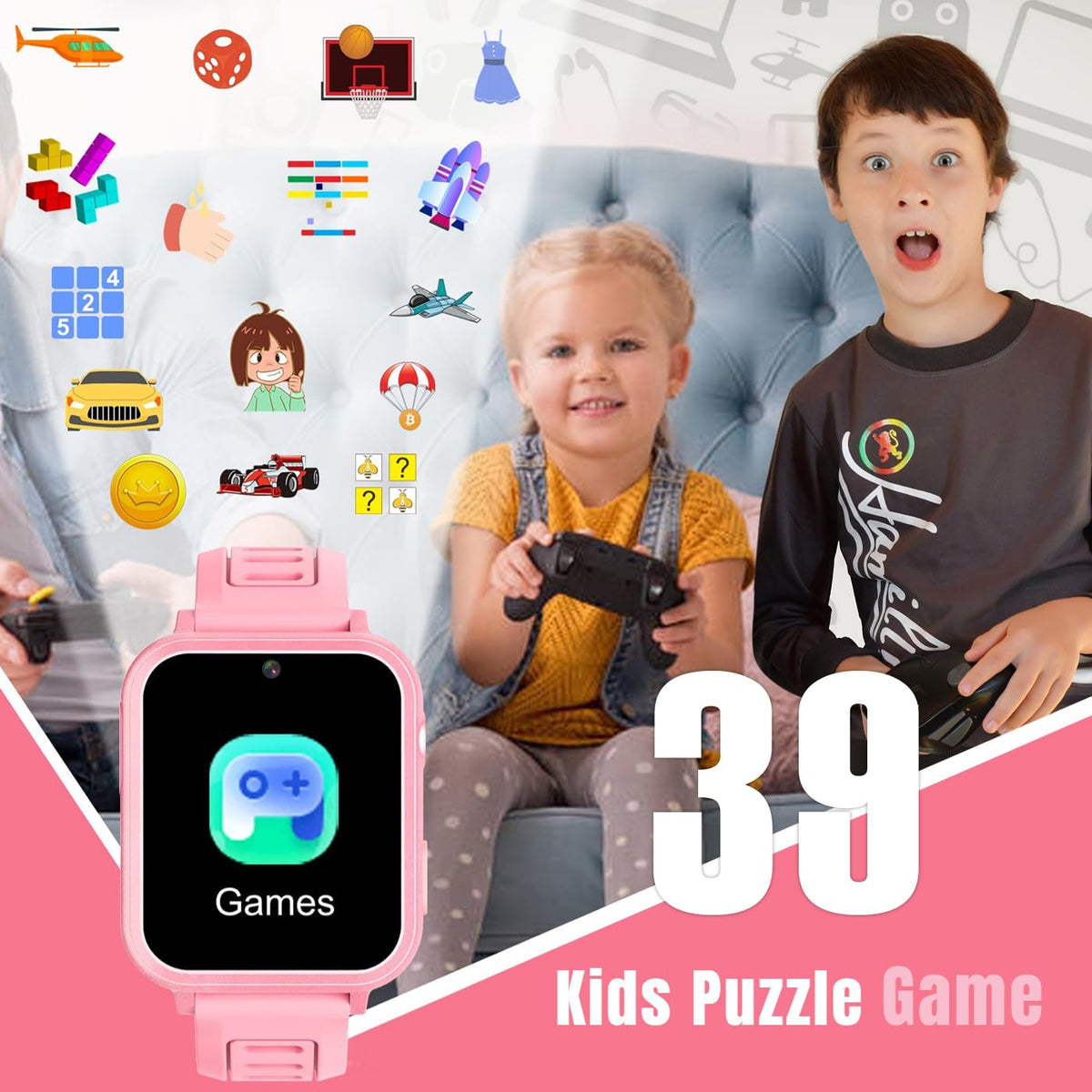 Tixpc Kids Smart Watches Girls with 39 Games Toys for Ages 4-12 Years Old – close-up detail