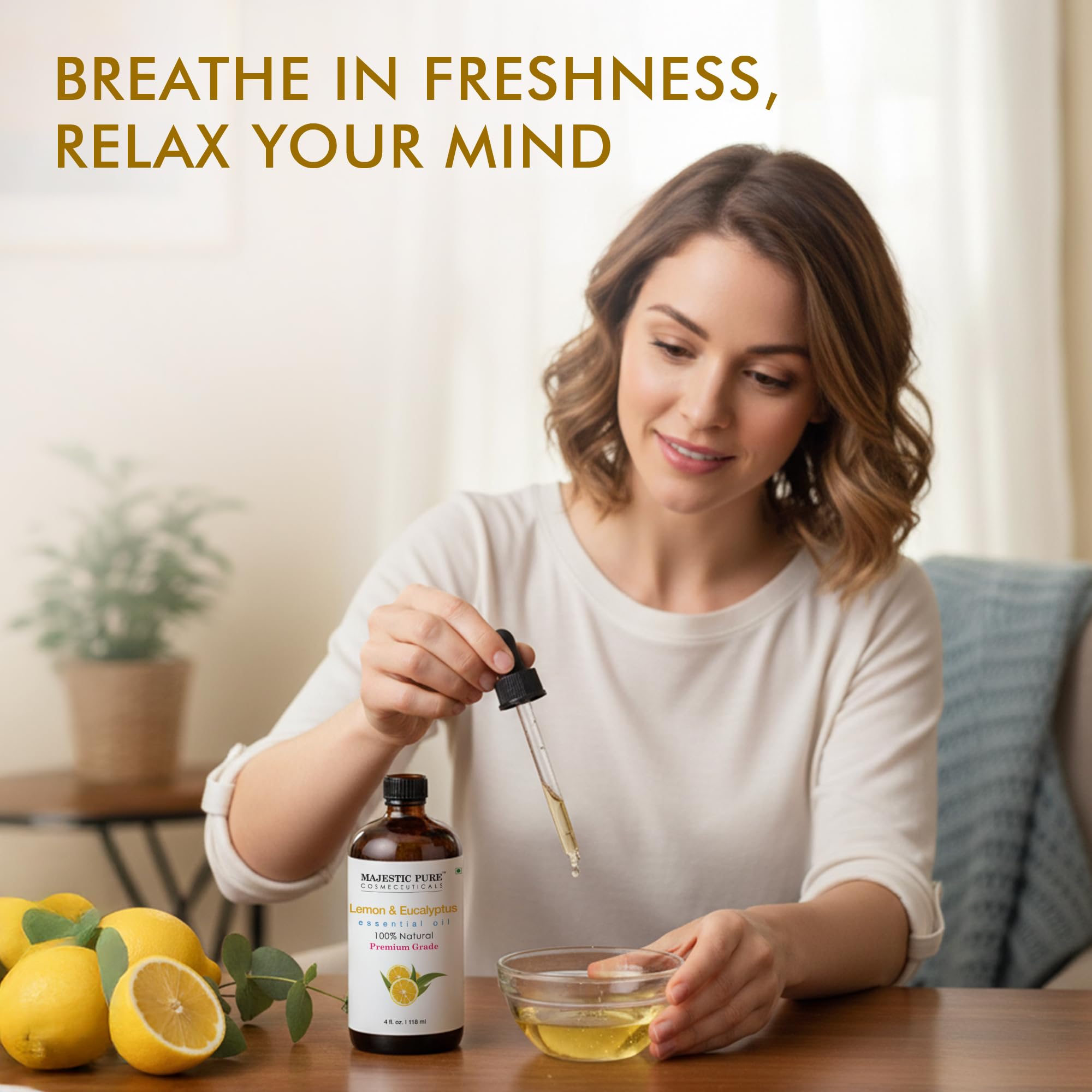 Majestic Pure Lemon Eucalyptus Essential Oil 4oz Diffuser