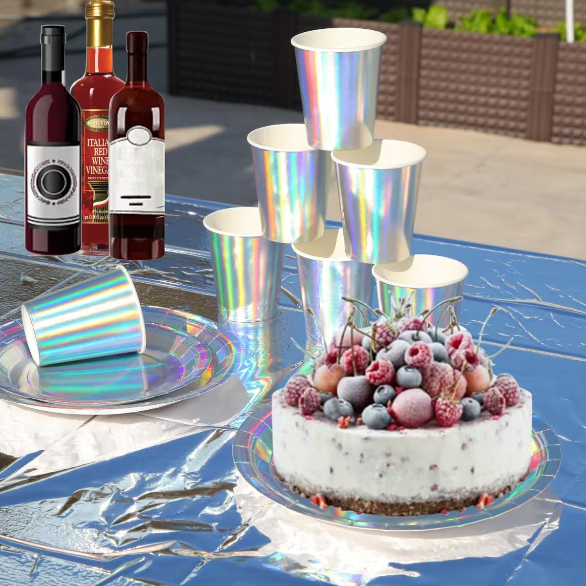 Zyzyphor 201-piece disposable party tableware set with paper plates, cups, napkins, straws, tablecloths, plastic knives,