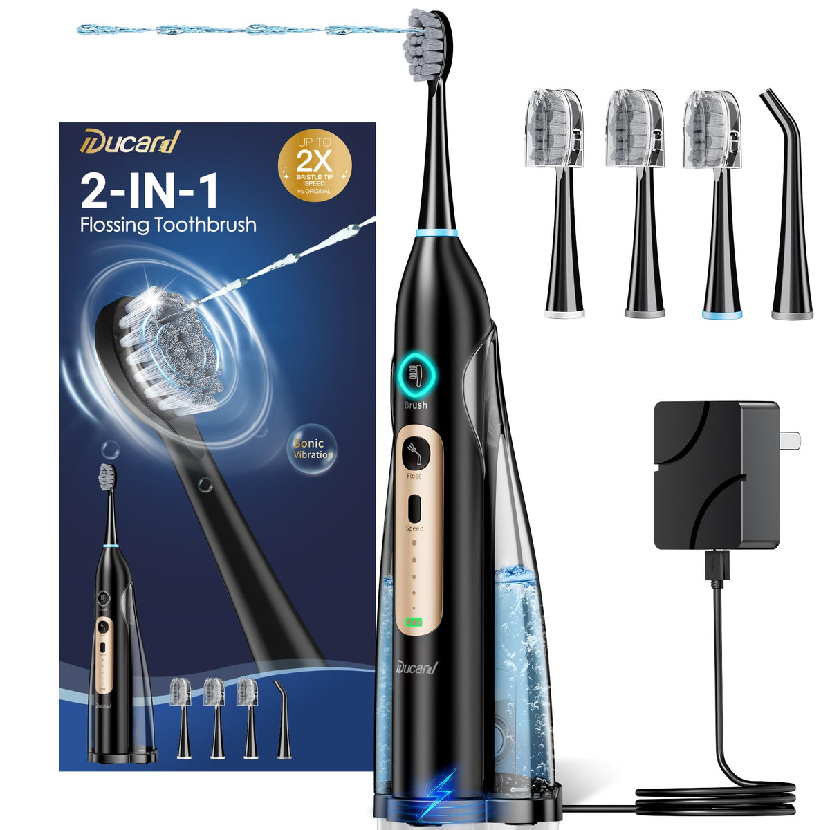 Electric Toothbrush with Water Flosser 5 Speeds 3 Modes - Ducard Official Imagery - 1