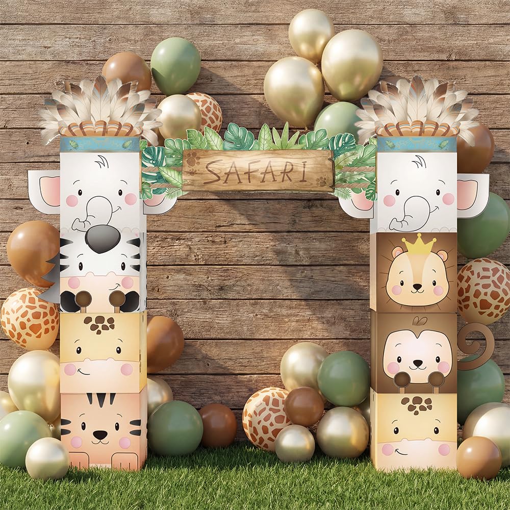 Wuokkig Safari Birthday Decorations, 8 Boxes Cardboard Playhoouse Castle – product photo (Party Packs)