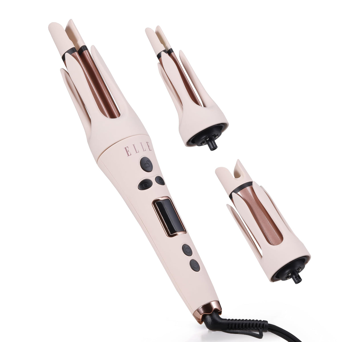 ELLE - Curling Iron Hair Styler with Adjustable Heat and Swivel Cord – Peach, Plastic